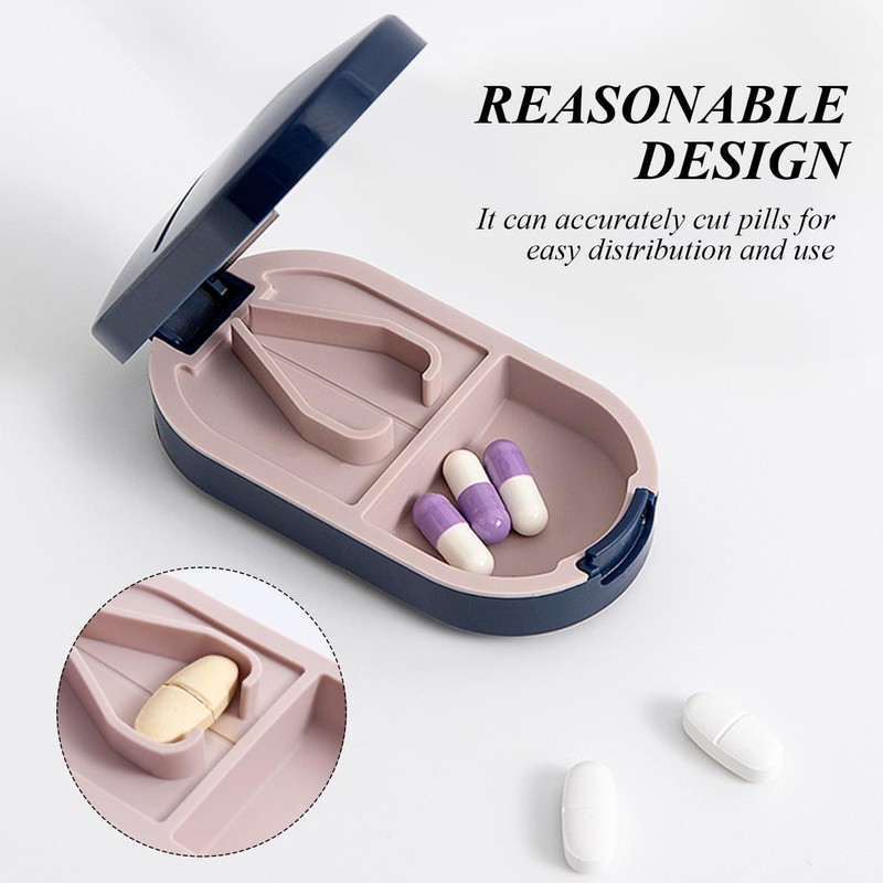 2 Piece Pill Cutter, Portable Pill Box, Pill Dispenser, Suitable