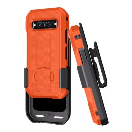 BELTRON Kyocera DuraForce Pro 3 Case with Swivel Belt Clip & Built-in Kickstand - Orange, Standard