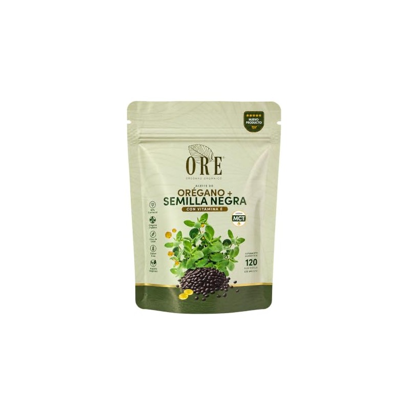 ORE Cápsulas de Aceite de Orégano con Semilla Negra, MCT