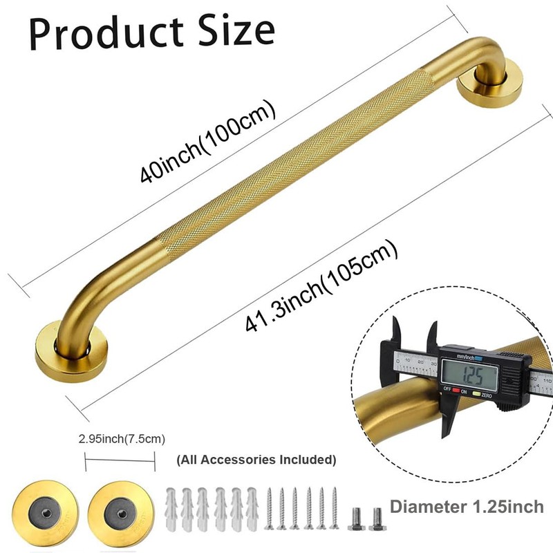 IJDD Bathroom Safety 40 Inch Grab Bar with Anti-Slip Knurled