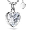FF71SS925ZIFA45-2 Women's Heart Necklace 925 Silver Cubic Zirconia Stone +