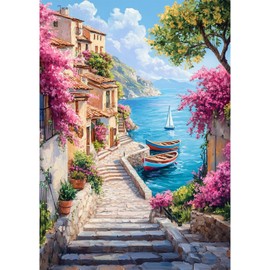 QENSPE Landscape Diamond Painting Complete 5D Diamond Painting Set for Adults, Lake Side Diamond Art Painting DIY Diamond Art Craft for Beginners Wall Decor 30 x 40 cm