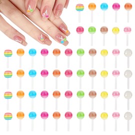 200 Pcs Lollipop Candy Nail Art Charm Colorful 3D Resin Lollipops Nail Charms Mini Cute Sugar Decoration Kawaii Sweet Accessories for Colorful Decoration DIY Craft Making and Nail Art Ornament