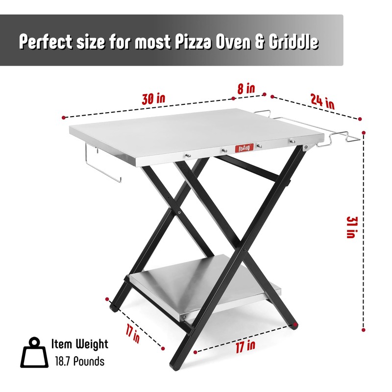 Feasto Outdoor Grill Table, Foldable Pizza Oven Stand & Griddle