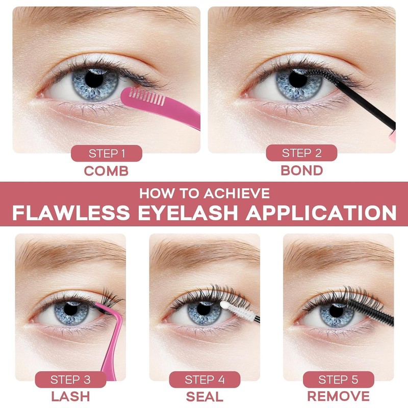 Cluster Lashes Individual Eyelashes, Wide Handle, D-Curl, DIY Single, Soft