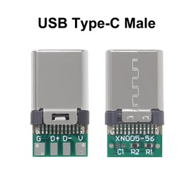 5 Pack USB C Connector - USB 3.1 Male Plug Port Type C Connector for Cable Repair - Solder Adapter with PCB Board - Black Housing