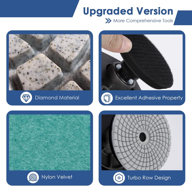 ZYZLE Diamond Polishing/Sanding Pads Wet/Dry 50-10000 Grit for Marble, Countertop,