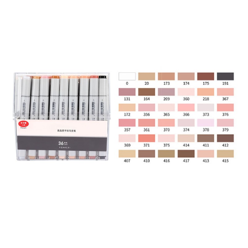 Marker Pen Double Head Skin Colors Transparent Set Painting Brush
