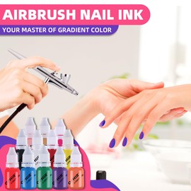 OPHIR 12 Colors Nail Art Inks Airbrush Paint, Acrylic Paint Nail Polish/Pigments for Hobby, Craft, Shoe Painting Nail Stencils Painting 10ML/Bottle Nail Tools
