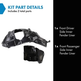 TRQ TRQ Front Inner Fender Liner Set Compatible with 2009-2015 Mazda MX-5 Miata MA1248137 MA1251103