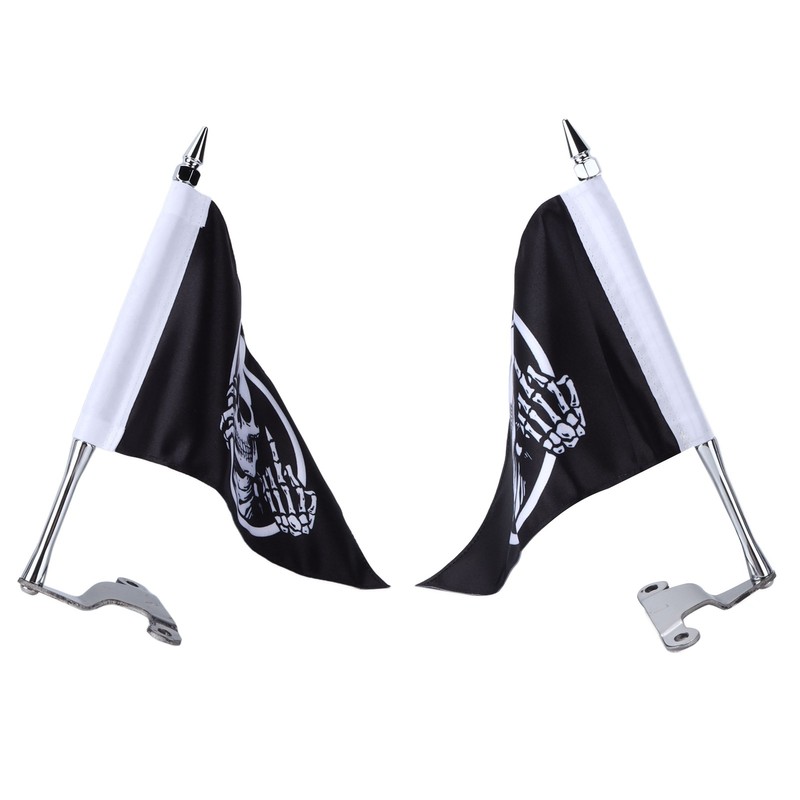 Trunk Lid Flagpole Mount Kit with Skull Flag L R