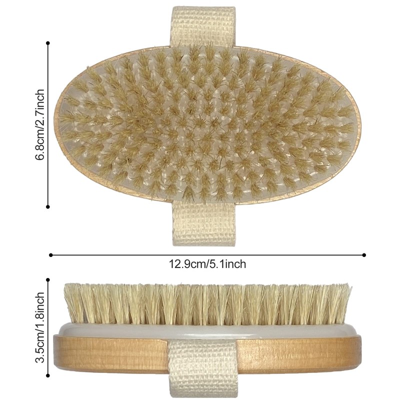 Firschoie Hemu Dry Brush, Natural Bristles, Body Brush for Removing