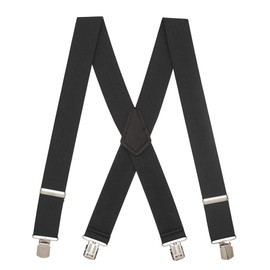 Suspender Store Classic Solid Color Suspenders - 2-Inch Wide - X-Back - Pin Clip - 42" for 5'0" to 5'9" tall - Black