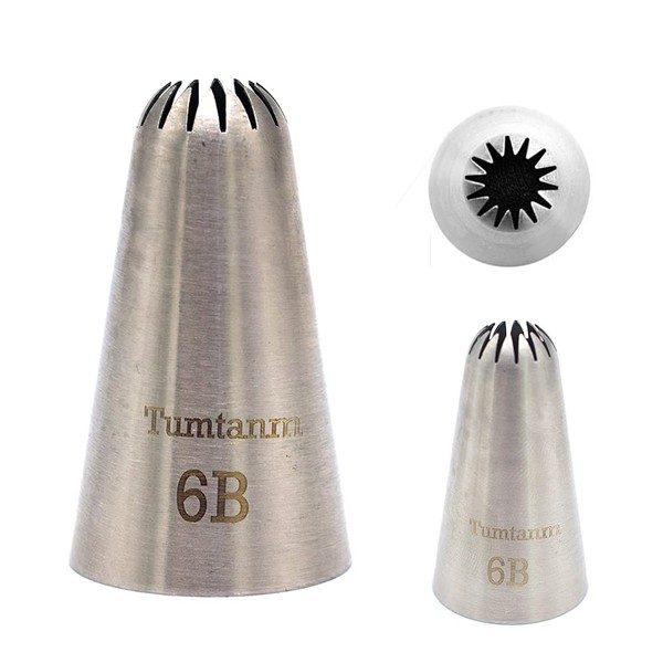 Tumtanm 6B Nozzle Large Drop Flower Piping Tip, Large Seamless Stainless Steel Icing Piping Nozzle Tip #6B