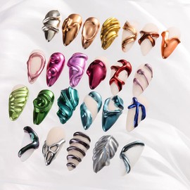 BOSPMLI 14 botes de polvos para uñas de metal cromado con efecto espejo, 14 barras de sombra de ojos, set de polvos para uñas efecto espejo