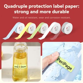 PeriPage Waterproof Oil-Resistant Continous Label Tape, 0.55" x 13.7ft, Non-BPA, Compatible with P10/D11/D110 Mini Label Printers(White 1 Roll)