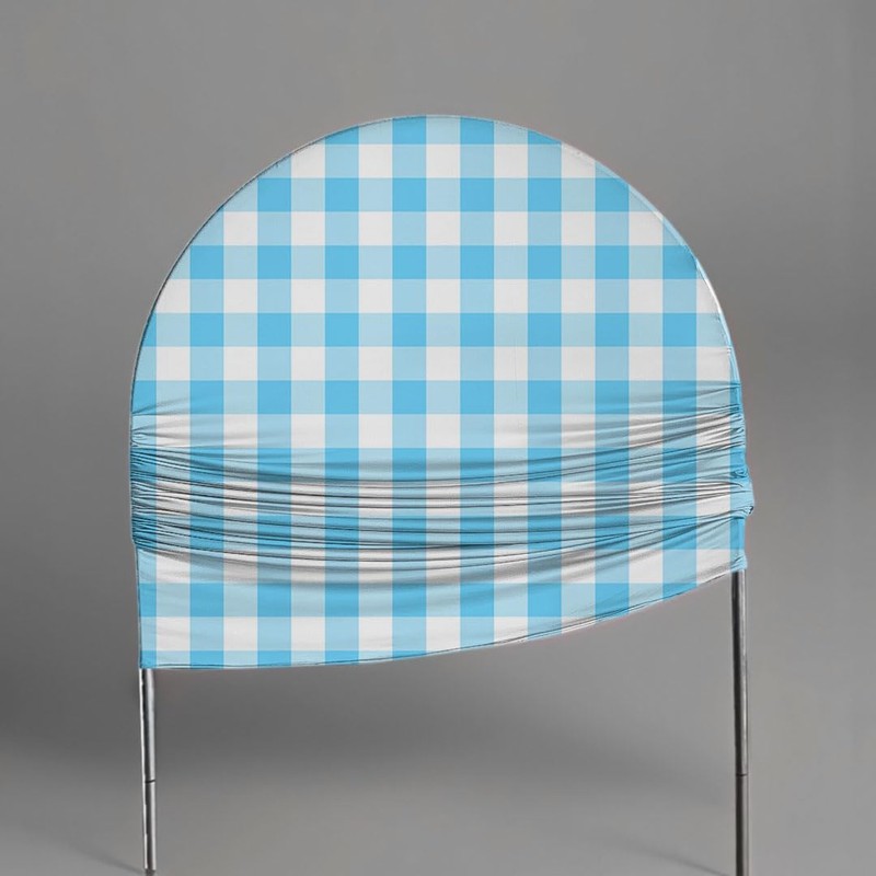 FiVan Gingham Checkered Pattern Arch Backdrop Cover Curved Top Arch
