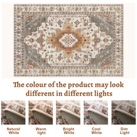 Tangsoo 2.6x8 Washable Runner Rug for Hallways, Non Slip Vintage Runner Rug, Soft Low Pile Long Rug Runner, Print Distressed Turmeric Carpet Runners for Kitchen Bedroom Entryway Bathroom Living Room