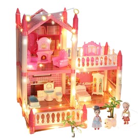 MBVBN Set de Juego, Casa de los Sueños, Es de 2 Pisos Trae para Niñas,Edad 3 años en Adelante (Rosa 3)