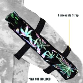 Rave Fan Holster Folding Fan Sleeves, Hand Fan Holder with Stretchy Straps - Men Women Rave Fan Accessories Reflective Fan Holster for Dance Music Circuit Parties and Raves (All of the Lights)