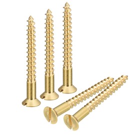 sourcing map Brass Wood Screws, 20Pcs M5 x 45mm Slotted Drive Flat Head Self Tapping Screw Countersunk for Woodworking Furniture