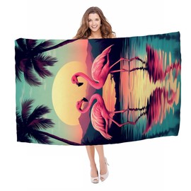 ZABAOBO Flamingo Beach Towel,Cute Flamingo Microfiber Pink Bath Towel Gifts for Women Adults Girls Men,Funny Beach Towels for Surf Sports Swim Pool 80X160 cm