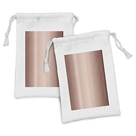 Ambesonne Abstract Fabric Pouch Set of 2, Abstract Smooth Surface Image Diagonal Lines with Ombre Details, Small Drawstring Bag for Toiletries Masks and Favors, 9" x 6", Dried Rose Blush
