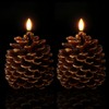 Homemory 2 Pcs LED Pine Cone Candles, Flameless Candles with