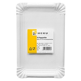 Heku Paper Plates White Approx. 13 x 20 cm Pack of 20