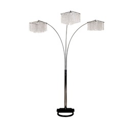 Ore International 6932 3 Light Crystal Inspirational Arch Floor Lamp, 97" x 17.5" x 19", Silver