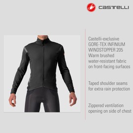 CASTELLI Men's Perfetto RoS 2 Jacket, Windproof, Water-Resistant Breathable Protection for Road and Gravel Biking I Cycling - Light Black/Black Reflex - Large