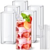 Square Glass Set of 6, 13oz Highball & Cocktail Glasses,