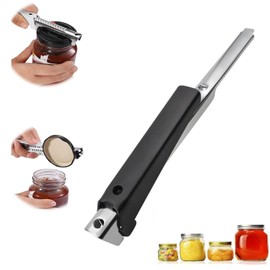 Effortless Arthritis Bottle Opener for Seniors Simple Lid Opener, 2024 Adjustable Handle Stainless Steel Arthritis Jar Lid Opener for Seniors with Arthritis Weak Hands (Black) (A)