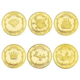 Pack of 6 Tooth Fairy Gold Coins with Acrylic Box, Tooth Fairy Coin Gifts for Boys and Girls, Tooth Fairy Gold Coin Gifts for Children, Teeth Fairy Gold Coins for Children
