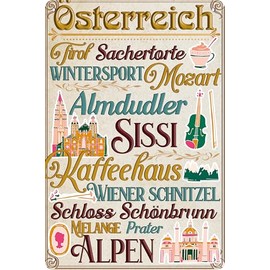 30 x 20 cm Tin Sign, Funny Saying, Austria Souvenir, Typical Austria Sign (Keywords)