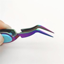 Reverse Craft Tweezers Crossing Locking Curved Craft Tweezers, Reverse Grip Precision Curved Bent Straight Tweezers Fine Tip for DIY Crafts Jewelry Beading Electronic Laboratory Work (colorful)