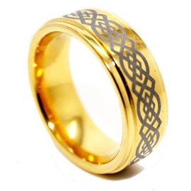 8mm Golden Colored Tungsten Wedding Ring with Celtic Knot Design Size (12)