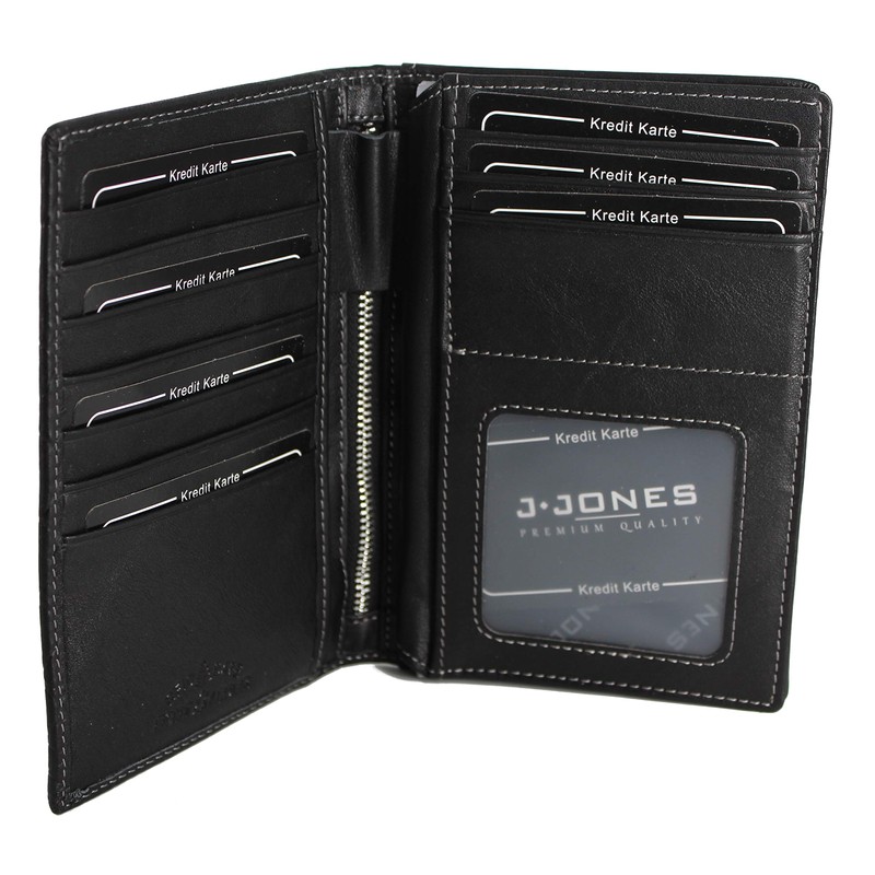 RabamtaGO® Large Men's Leather Wallet ID Wallet Credit Card Holder