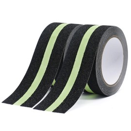 BOMEI PACK 2 rollos Cinta Antiderrapante, 5cm x 5m Cinta Luminosa de Advertencia de Seguridad, Cinta de Tracción Profesional Antideslizante que Brilla en la Oscuridad