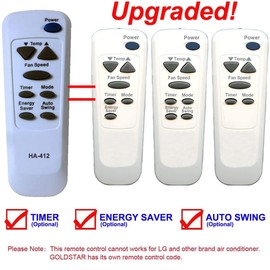 HA-412 Replacement for GoldStar Air Conditioner Remote Control 6711A20034C 6711A90024G 6711A20034V 6711A20034G 6711A20034V Works for M8004R WG5004R WG5005R WG5005RY6
