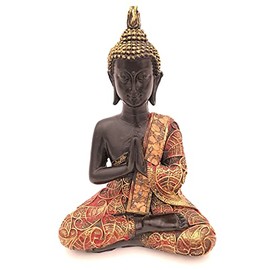 G.W. Buddha Figurine Praying Sitting 21 cm in Black Gold, Decorative Item for Home & Home, Buddha Sculpture, Home Accessory