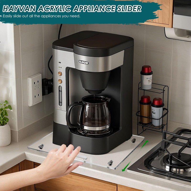 HAYVAN Acrylic Sliding Tray for Coffee Maker & Heavy Kitchen