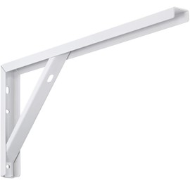 Gedotec Shelf Console Metal White Shelf Brackets Table Extension Metal Shelf Bracket for Table & Wall Mounting | Steel White Coated | 300 x 30 x 180 mm | Pack of 1 - Wall Angle for Wall Shelves