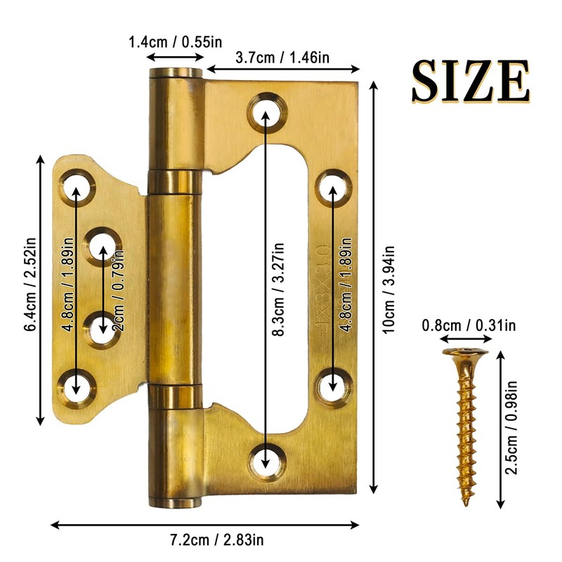 6 Packs Flush Hinges,4 Inch Ball Bearing Stainless Steel Door