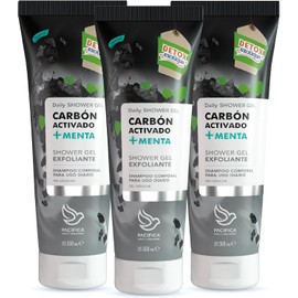 Pacifica Jabón Líquido Corporal Shower Gel Exfoliante Almendra  Karité  Café 1,500 Mililitros (3 Geles De 500 Ml Cada Uno)
