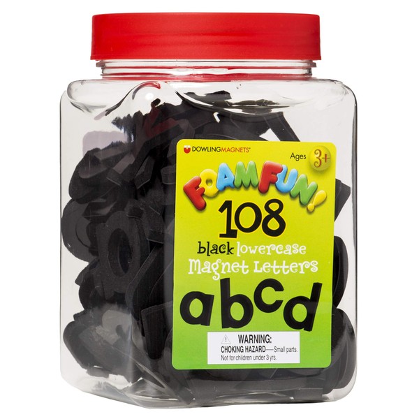 Dowling Magnets Foam Fun Black Lowercase Magnetic Letters (1-2 inches high), Set of 108 Alphabet Magnets for Fridge or Classroom - Make Learning The ABCs Fun with These Magnets for Kids! Item 733105