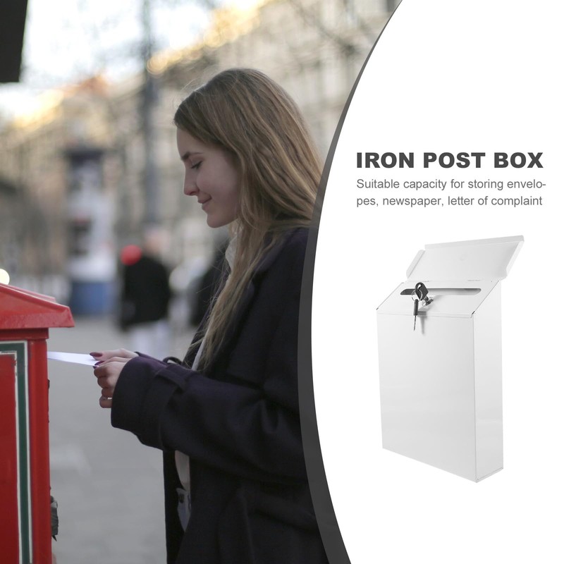 Angoily Wall-Mount Mailbox with Lock, Galvanized Metal Letter Box Security