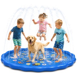 Sprinklers Pad for Kids & Dogs,67in Large Splash Pad Spray Mat Paddling Pools,Summer Outdoor Garden Water Play Swimming Bathing Pool for Boys & Girls & Pet