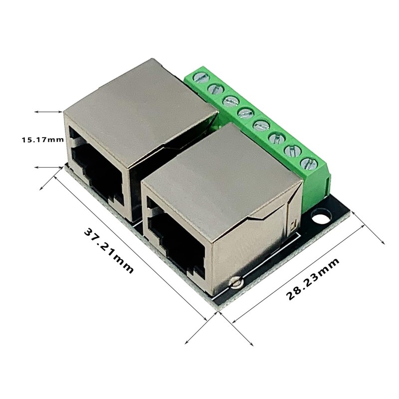 Teansic 2PCS RJ45 Ethernet Dual Female Terminal Breakout Board,3.5mm Pitch