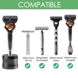 Linkidea 2 Pack Safety Razor Stand, Opening Dia 0.7" (18.5mm) Aluminum Alloy Men's Shaving Stand for Bathroom Countertops, Dark Grey